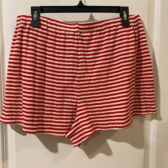 J Crew Pointelle Red and White Striped Short Size Large NWT - Picture 4 of 8